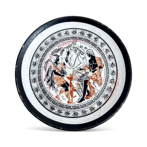 Set of 3 vintage hand painted ceramic plates made in Greece - Picture 1 of 6